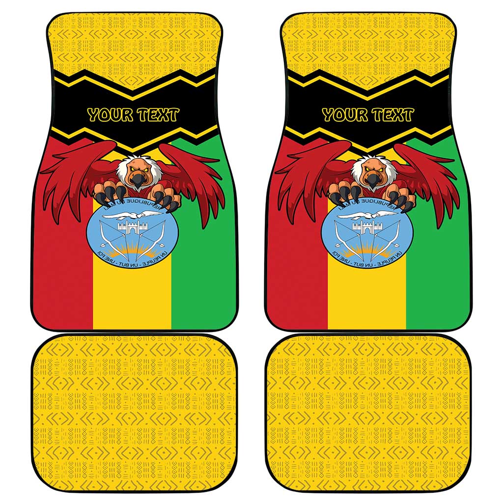Personalized Afro Mali Vulture Car Mats Coat Of Arms - Bogolan Pattern