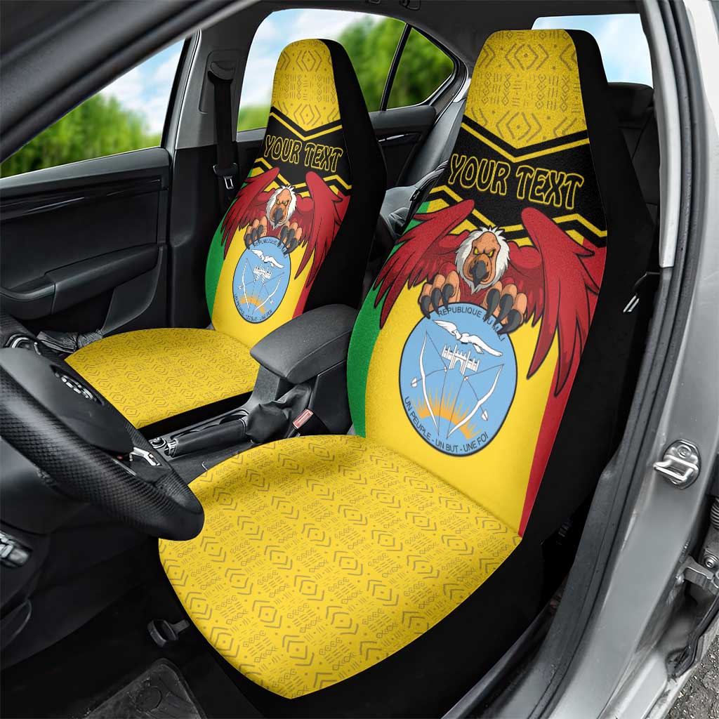 Personalized Afro Mali Vulture Car Seat Cover Coat Of Arms - Bogolan Pattern