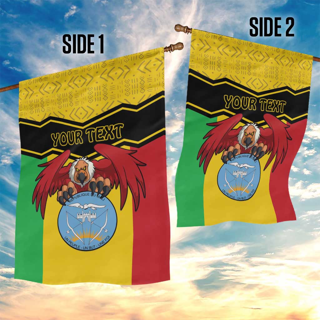 Personalized Afro Mali Vulture Garden Flag Coat Of Arms - Bogolan Pattern