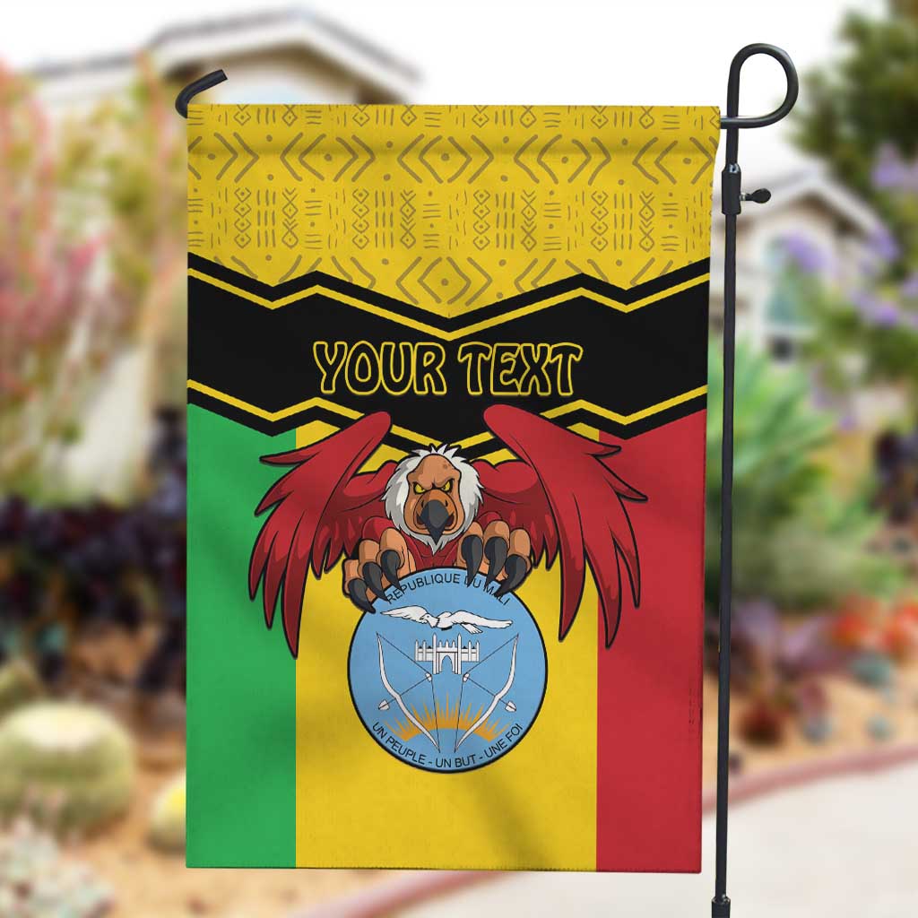 Personalized Afro Mali Vulture Garden Flag Coat Of Arms - Bogolan Pattern