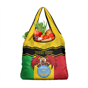 Personalized Afro Mali Vulture Grocery Bag Coat Of Arms - Bogolan Pattern