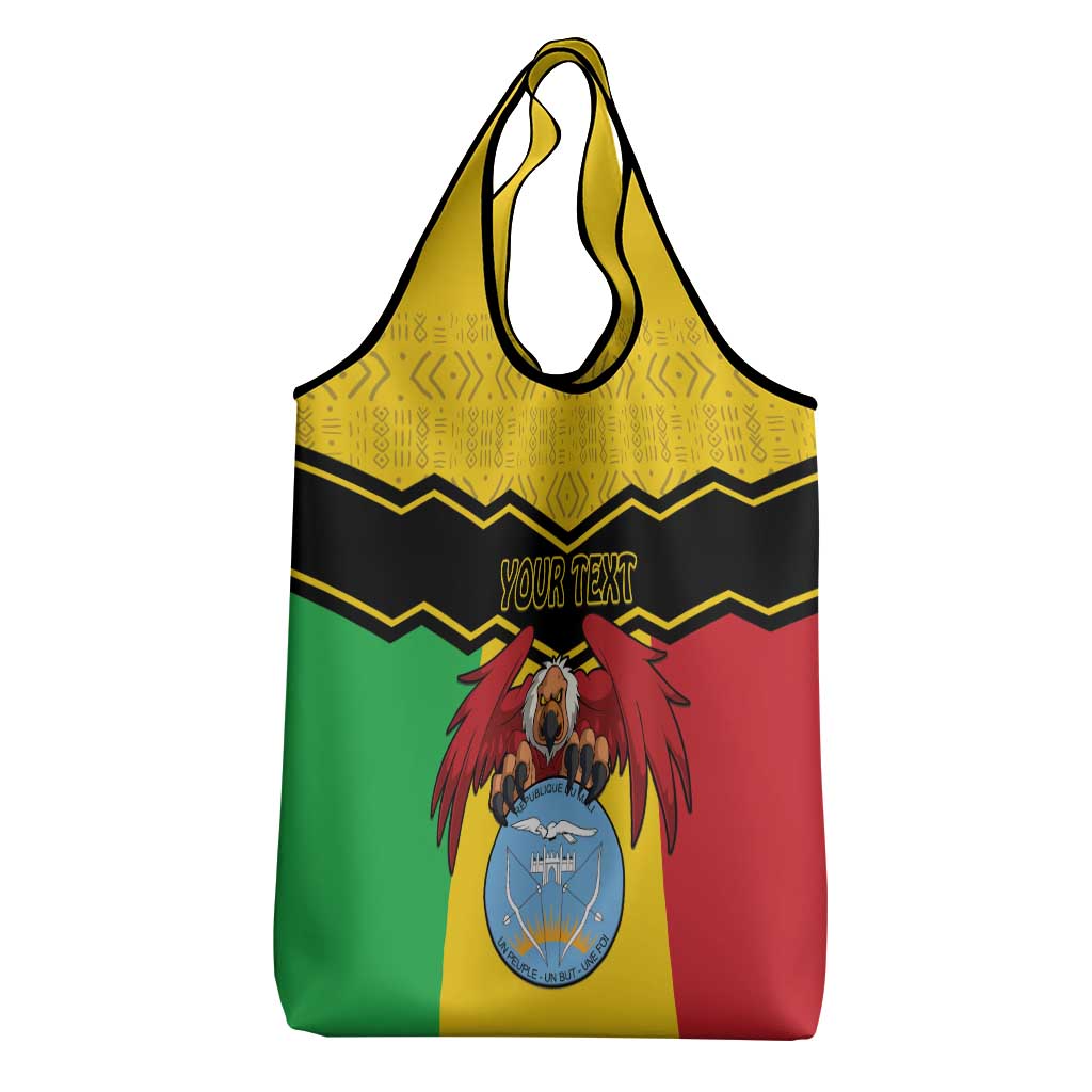Personalized Afro Mali Vulture Grocery Bag Coat Of Arms - Bogolan Pattern