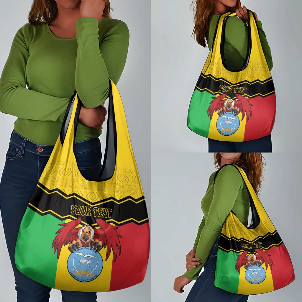 Personalized Afro Mali Vulture Grocery Bag Coat Of Arms - Bogolan Pattern