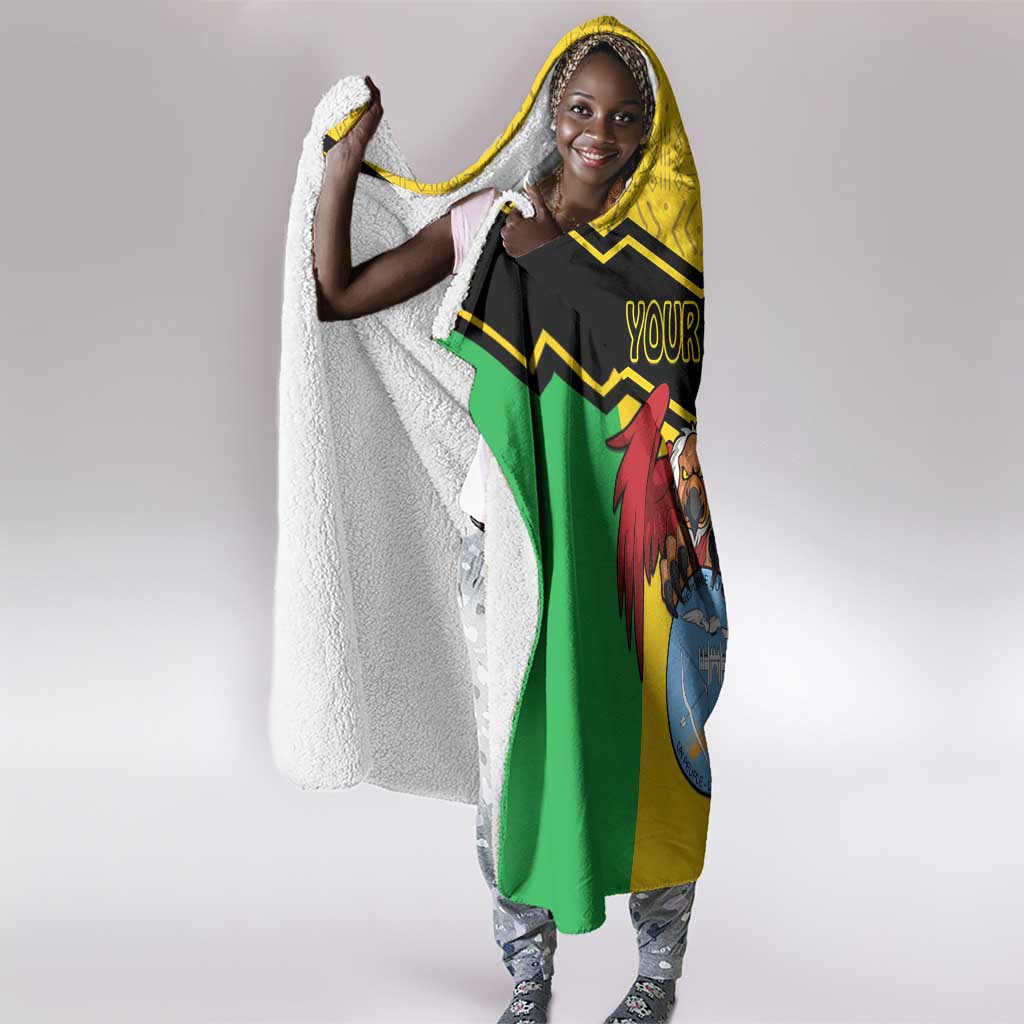 Personalized Afro Mali Vulture Hooded Blanket Coat Of Arms - Bogolan Pattern