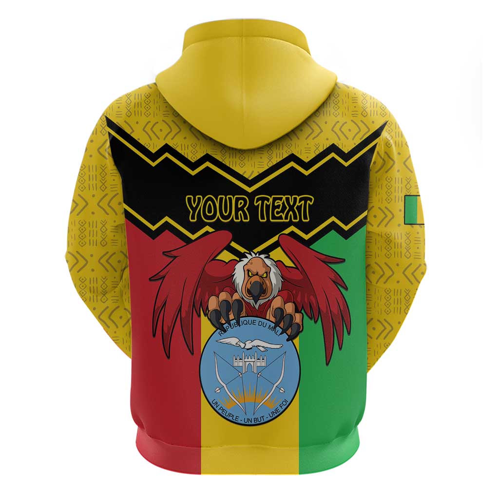 Personalized Afro Mali Vulture Hoodie Coat Of Arms - Bogolan Pattern