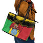 Personalized Afro Mali Vulture Leather Tote Bag Coat Of Arms - Bogolan Pattern