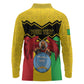 Personalized Afro Mali Vulture Long Sleeve Polo Shirt Coat Of Arms - Bogolan Pattern