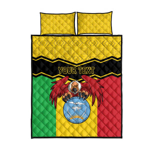 Personalized Afro Mali Vulture Quilt Bed Set Coat Of Arms - Bogolan Pattern