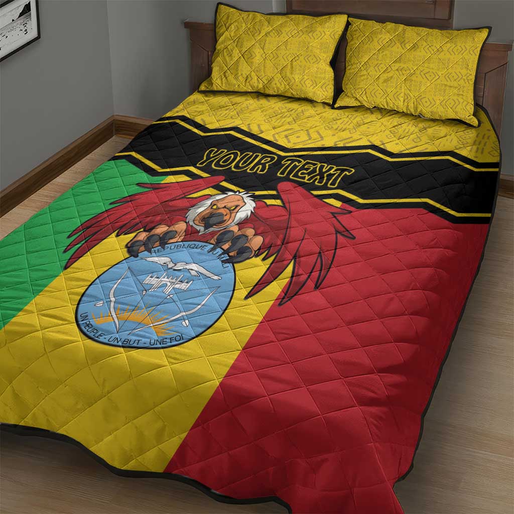 Personalized Afro Mali Vulture Quilt Bed Set Coat Of Arms - Bogolan Pattern
