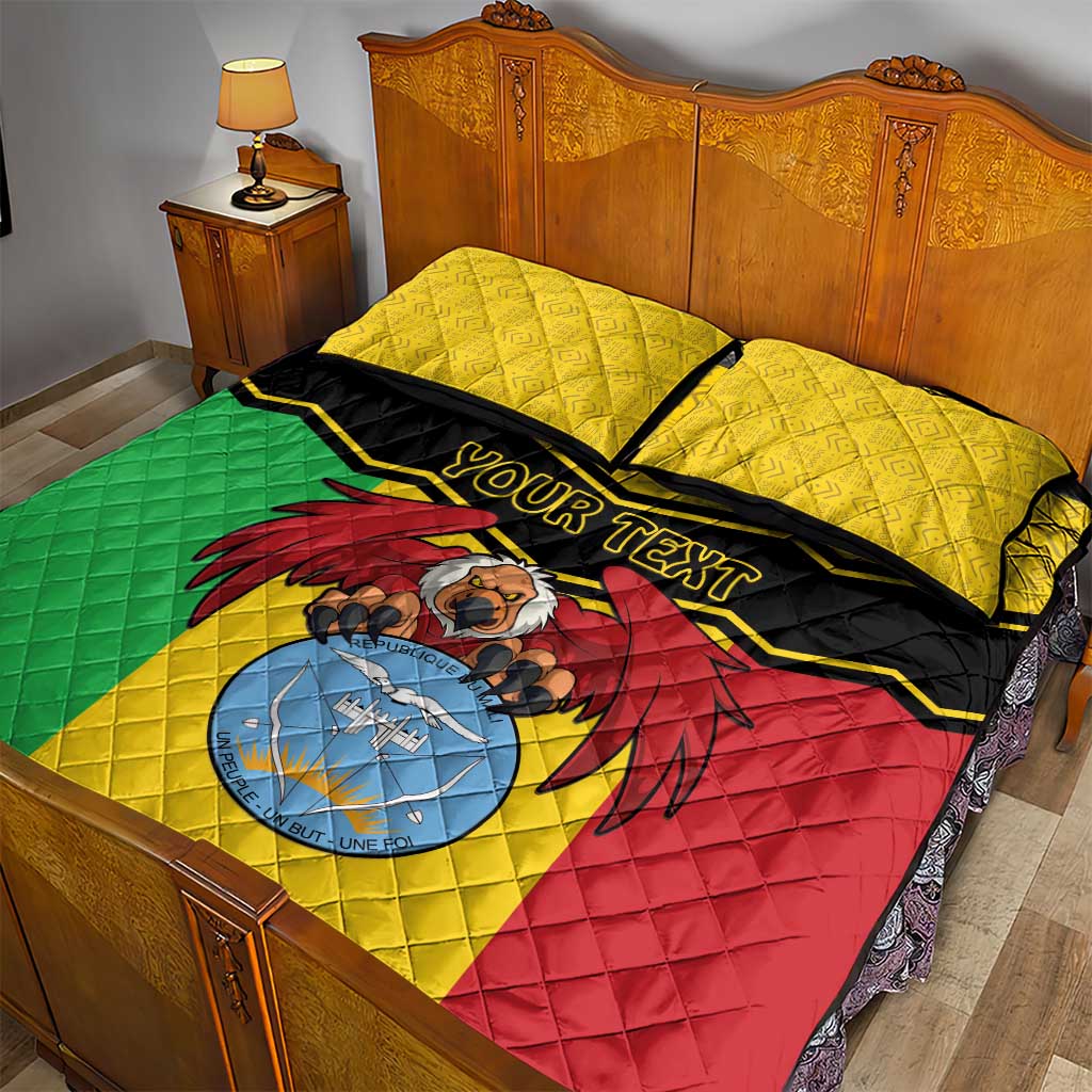 Personalized Afro Mali Vulture Quilt Bed Set Coat Of Arms - Bogolan Pattern
