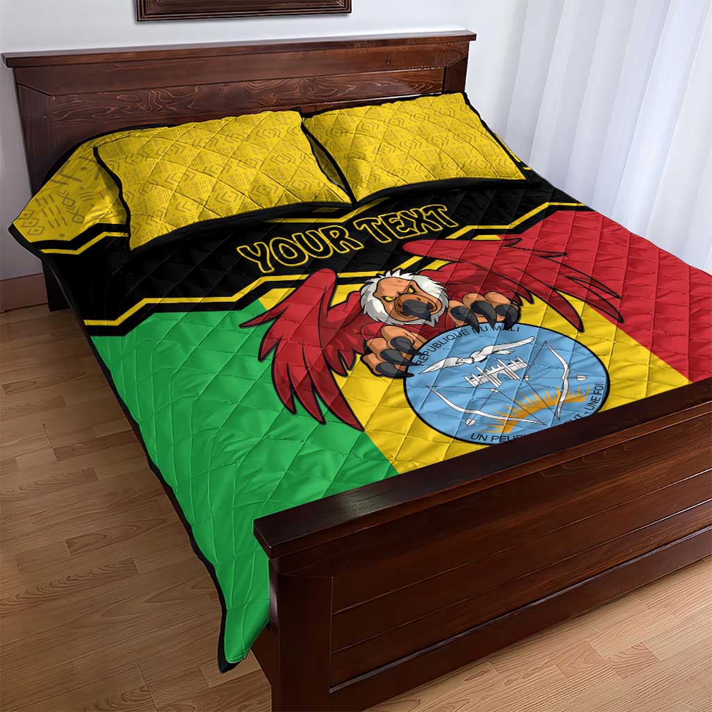 Personalized Afro Mali Vulture Quilt Bed Set Coat Of Arms - Bogolan Pattern
