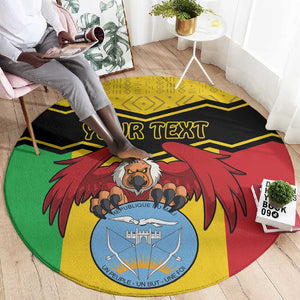 Personalized Afro Mali Vulture Round Carpet Coat Of Arms - Bogolan Pattern