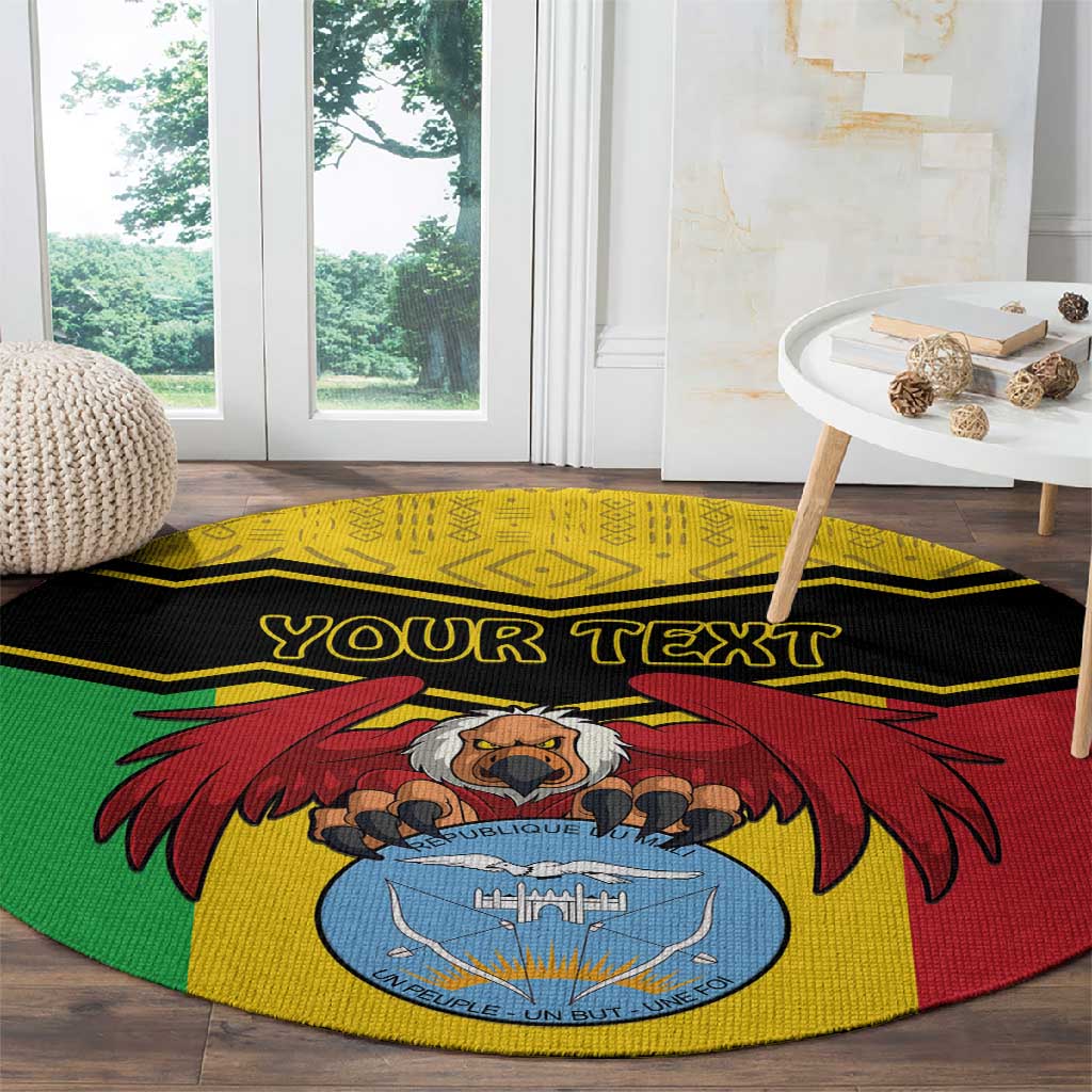 Personalized Afro Mali Vulture Round Carpet Coat Of Arms - Bogolan Pattern