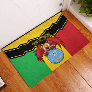 Personalized Afro Mali Vulture Rubber Doormat Coat Of Arms - Bogolan Pattern