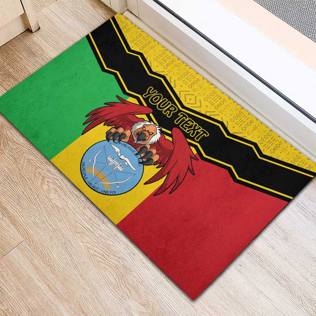 Personalized Afro Mali Vulture Rubber Doormat Coat Of Arms - Bogolan Pattern