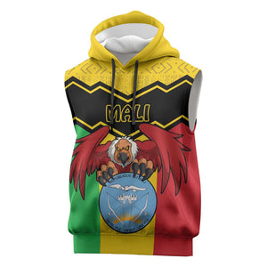 Personalized Afro Mali Vulture Sleeveless Hoodie Coat Of Arms - Bogolan Pattern - African Pride