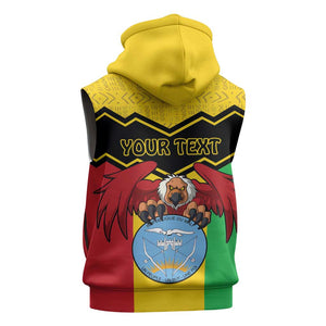 Personalized Afro Mali Vulture Sleeveless Hoodie Coat Of Arms - Bogolan Pattern - African Pride
