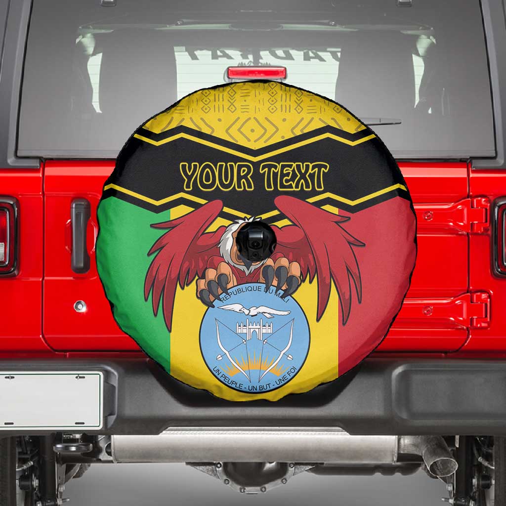 Personalized Afro Mali Vulture Spare Tire Cover Coat Of Arms - Bogolan Pattern
