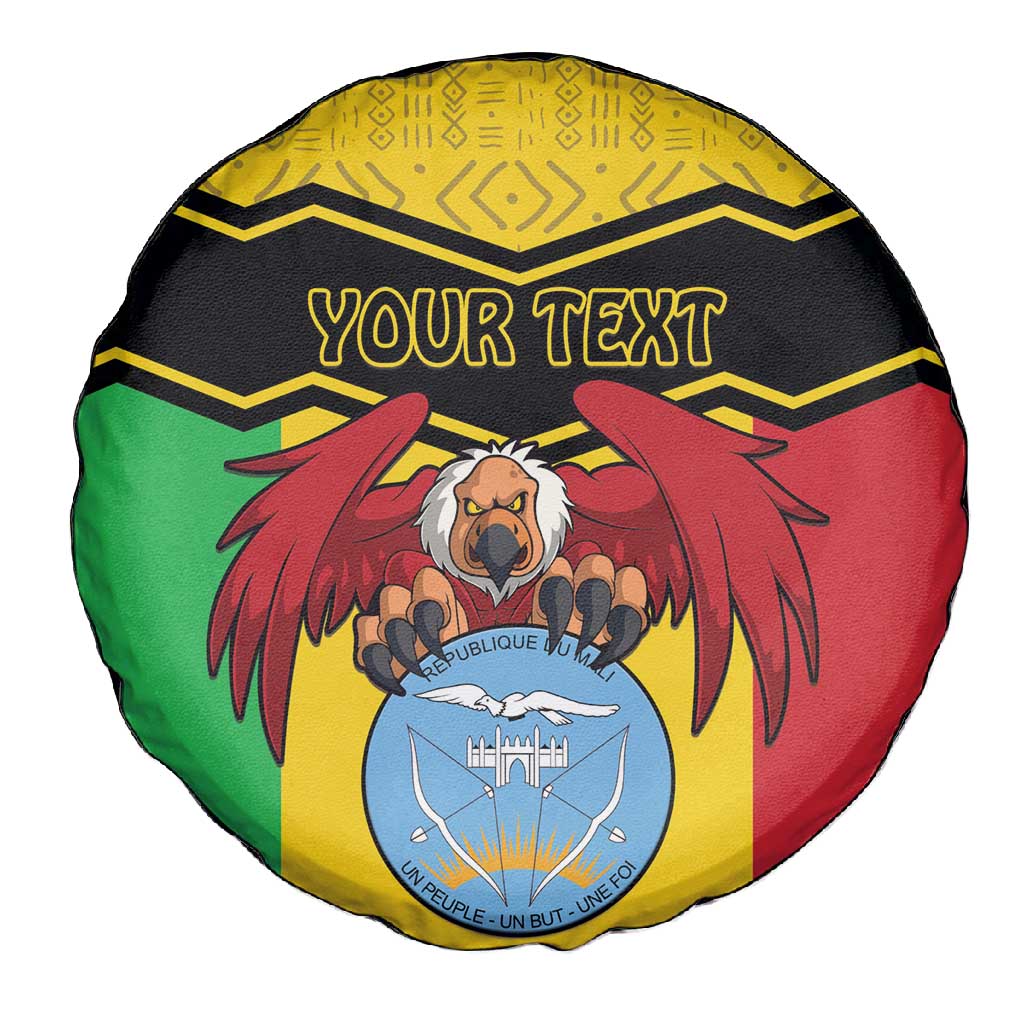 Personalized Afro Mali Vulture Spare Tire Cover Coat Of Arms - Bogolan Pattern