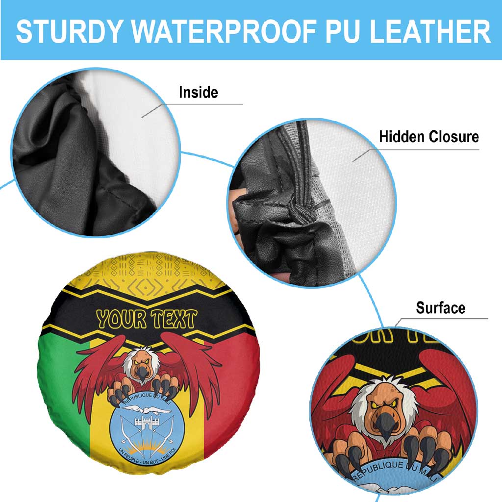 Personalized Afro Mali Vulture Spare Tire Cover Coat Of Arms - Bogolan Pattern