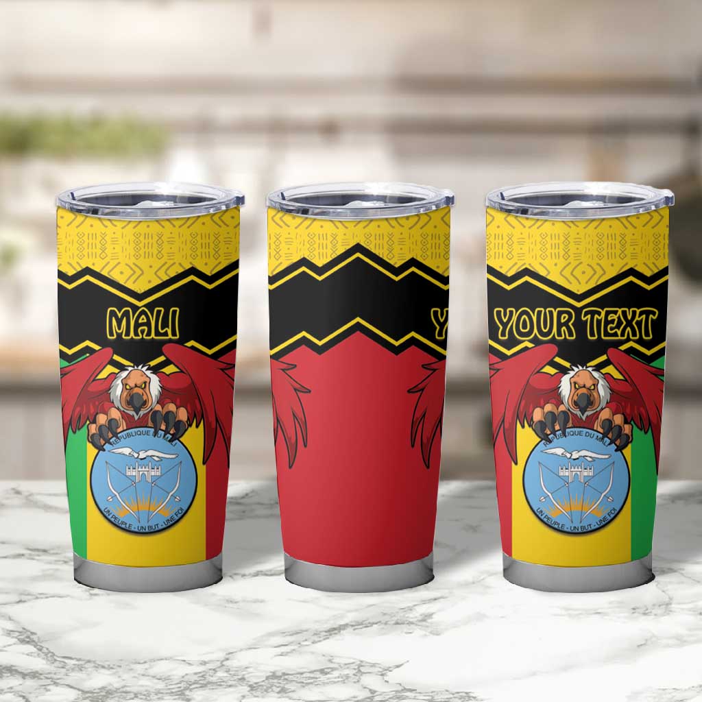 Personalized Afro Mali Vulture Tumbler Cup Coat Of Arms - Bogolan Pattern