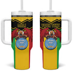 Personalized Afro Mali Vulture Tumbler With Handle Coat Of Arms - Bogolan Pattern