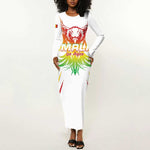 Mali Football Custom Long Sleeve Bodycon Dress Go Eagles - White Color LT15