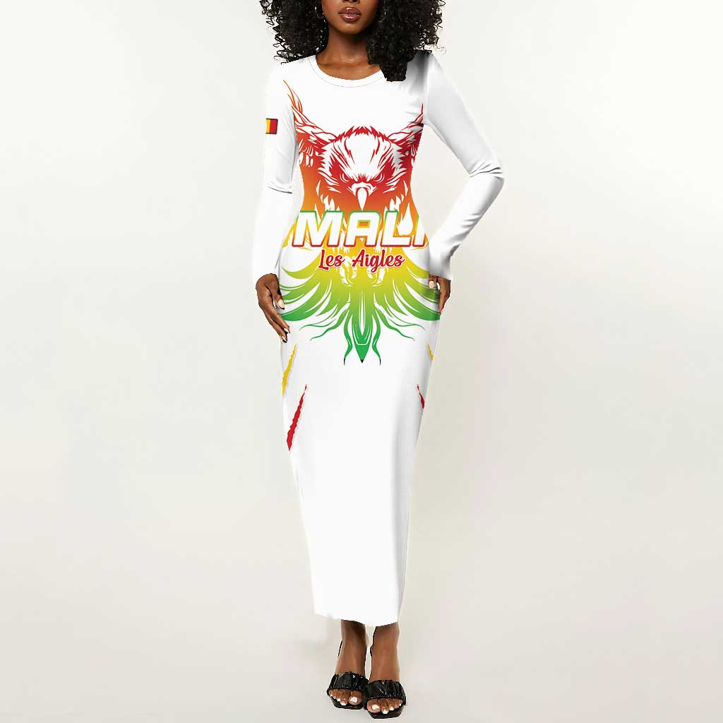 Mali Football Custom Long Sleeve Bodycon Dress Go Eagles - White Color LT15