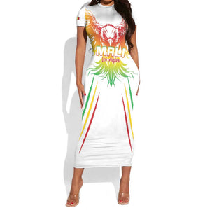 Mali Football Custom Short Sleeve Bodycon Dress Go Eagles - White Color LT15