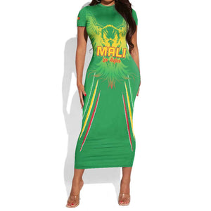 Mali Football Custom Short Sleeve Bodycon Dress Go Eagles - Green Color LT15