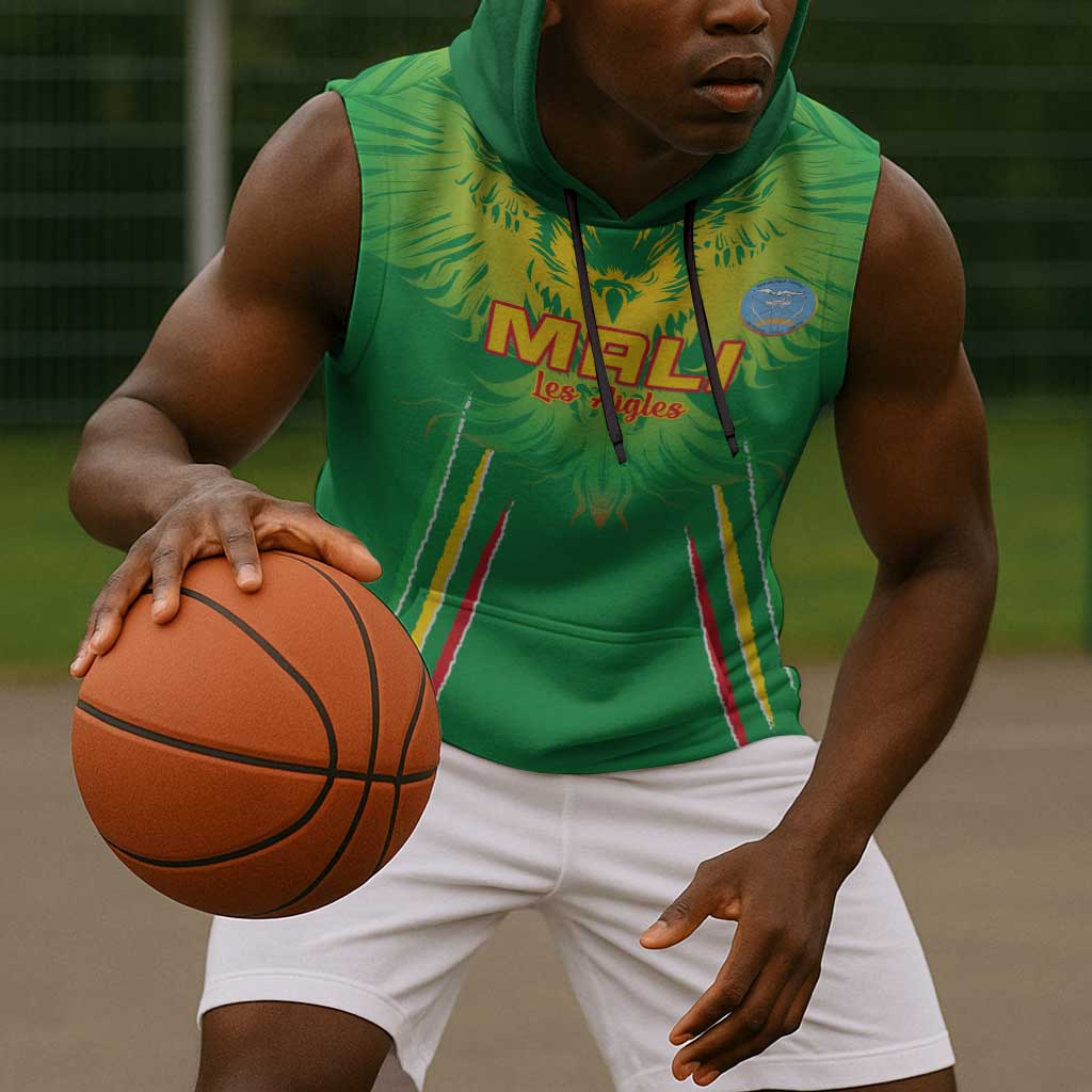 Mali Football Custom Sleeveless Hoodie Go Eagles - Green Color - African Pride