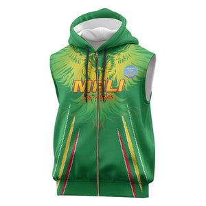 Mali Football Custom Sleeveless Zip Hoodie Go Eagles - Green Color - African Pride