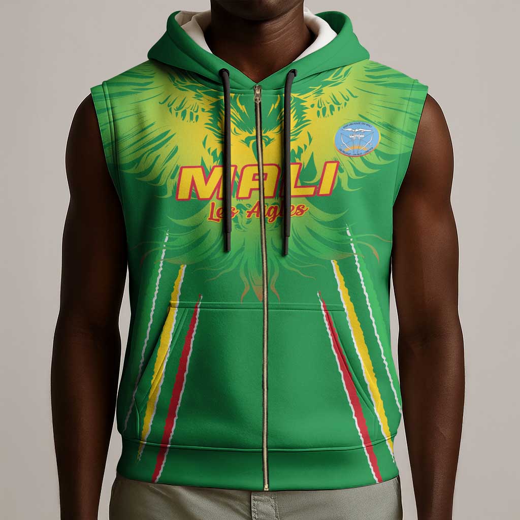 Mali Football Custom Sleeveless Zip Hoodie Go Eagles - Green Color - African Pride