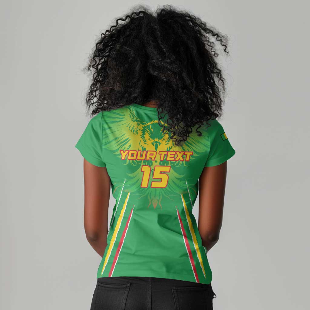 Mali Football Custom Women V-Neck T-Shirt Go Eagles - Green Color