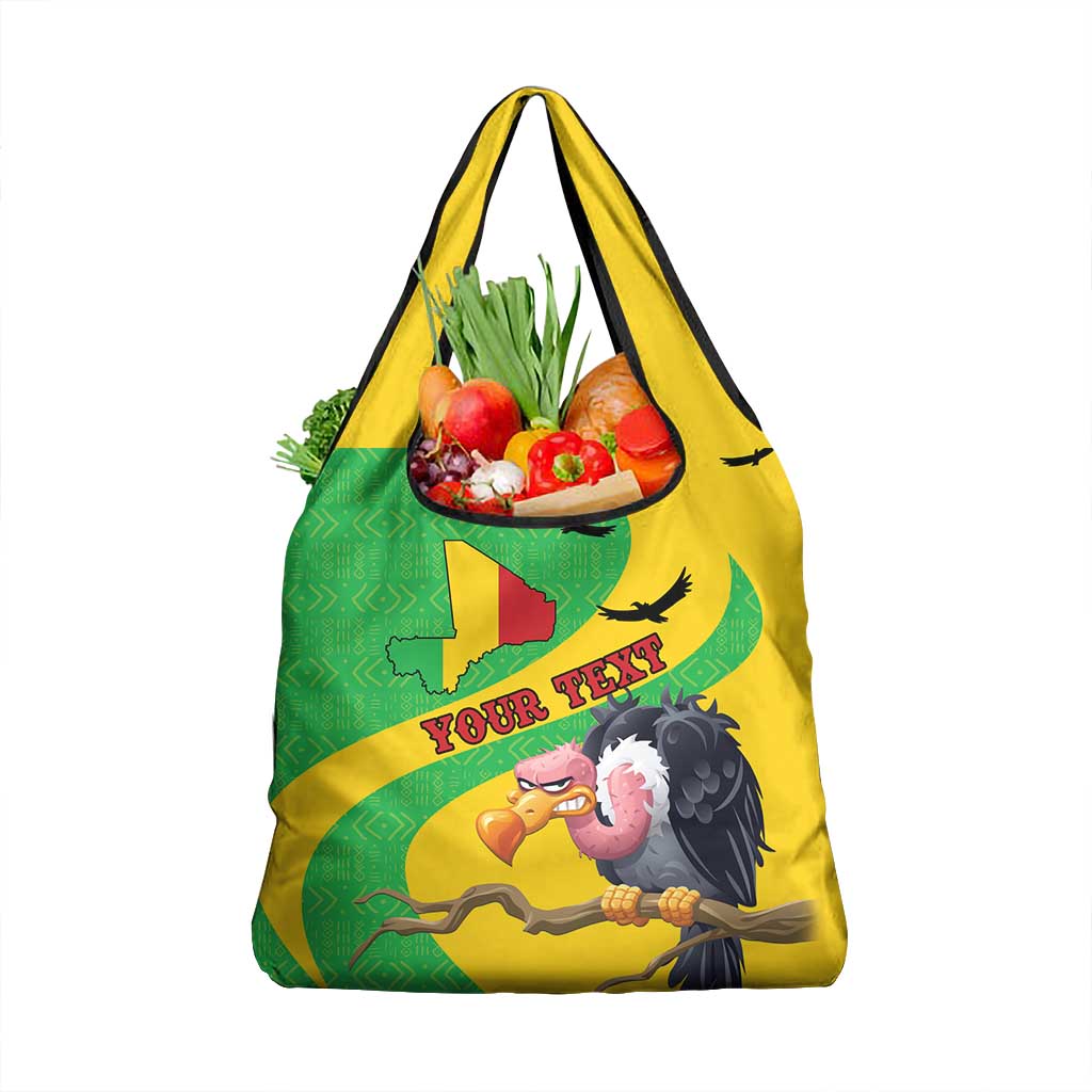 Personalized Afro Mali Vulture Grocery Bag Flag Map - Bogolan Pattern