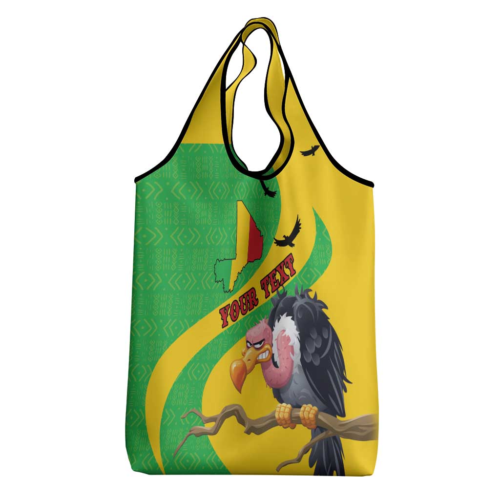 Personalized Afro Mali Vulture Grocery Bag Flag Map - Bogolan Pattern
