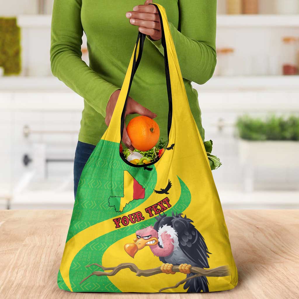 Personalized Afro Mali Vulture Grocery Bag Flag Map - Bogolan Pattern