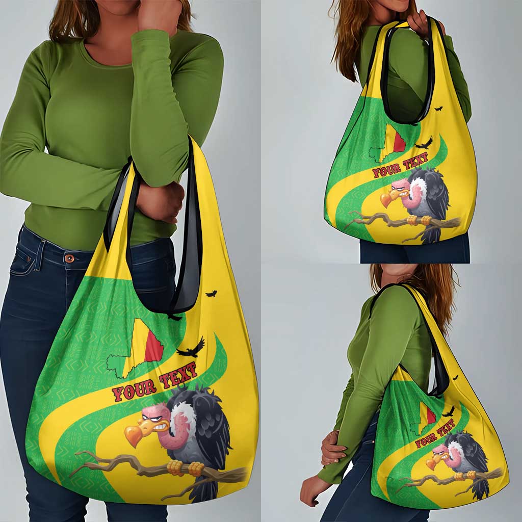 Personalized Afro Mali Vulture Grocery Bag Flag Map - Bogolan Pattern