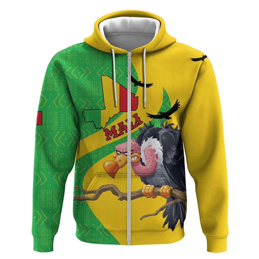Personalized Afro Mali Vulture Hoodie Flag Map - Bogolan Pattern