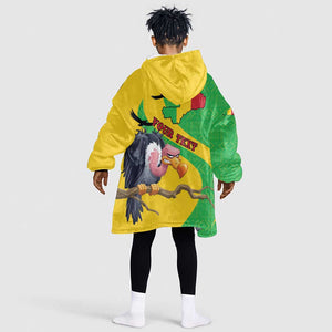 Personalized Afro Mali Vulture Kid Wearable Blanket Hoodie Flag Map - Bogolan Pattern