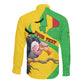 Personalized Afro Mali Vulture Long Sleeve Button Shirt Flag Map - Bogolan Pattern