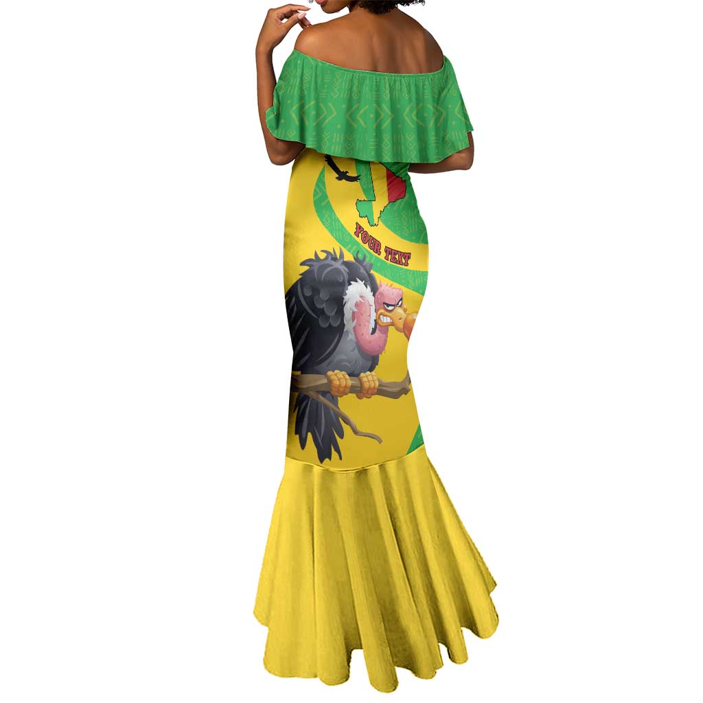 Personalized Afro Mali Vulture Mermaid Dress Flag Map - Bogolan Pattern