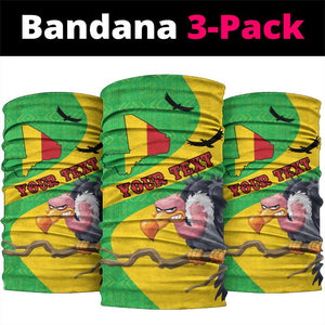 Afro Mali Vulture Neck Gaiter Flag Map - Bogolan Pattern - African Pride