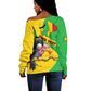 Personalized Afro Mali Vulture Off Shoulder Sweater Flag Map - Bogolan Pattern