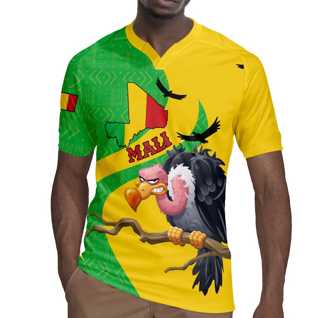 Personalized Afro Mali Vulture Rugby Jersey Flag Map - Bogolan Pattern