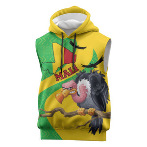 Personalized Afro Mali Vulture Sleeveless Hoodie Flag Map - Bogolan Pattern - African Pride