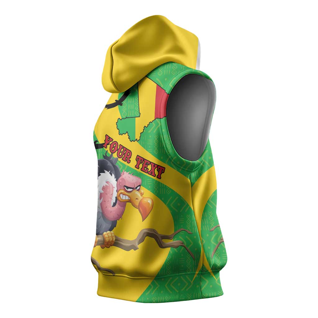 Personalized Afro Mali Vulture Sleeveless Hoodie Flag Map - Bogolan Pattern - African Pride