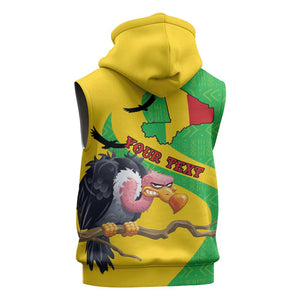 Personalized Afro Mali Vulture Sleeveless Zip Hoodie Flag Map - Bogolan Pattern - African Pride