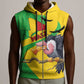Personalized Afro Mali Vulture Sleeveless Zip Hoodie Flag Map - Bogolan Pattern - African Pride