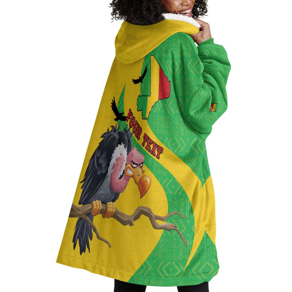 Personalized Afro Mali Vulture Wearable Blanket Hoodie Flag Map - Bogolan Pattern